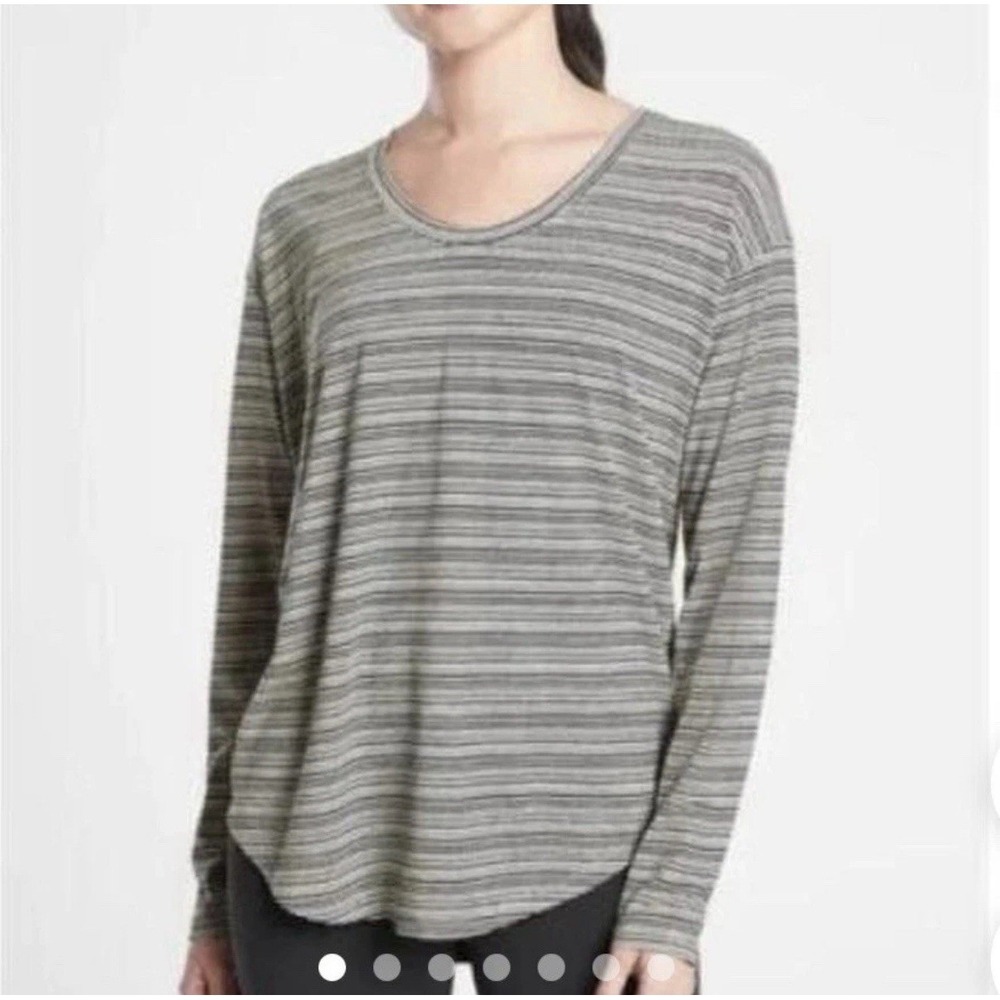 Athleta Womens M Cloudlight Stratus Striped Top‎ Modal Long Sleeve